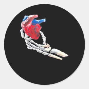Detta är mitt hjärta - Skeleton Heart Händer Runt Klistermärke