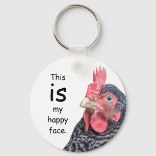 Detta ÄR mitt lyckliga ansikte. Grumpy Chicken. Nyckelring