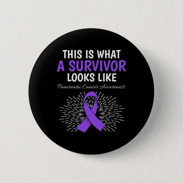 Detta är pankreascancermedvetande Survivor Purpl Knapp (Framsida)
