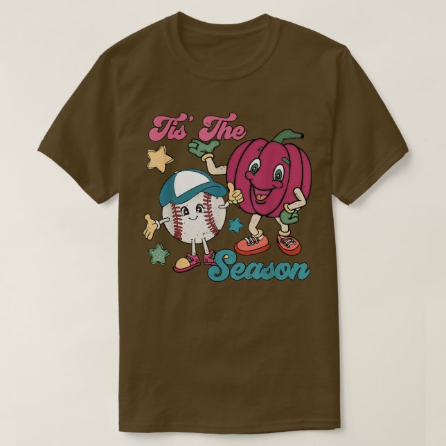 Detta är säsong Baseball Pumpkin Fall Halloween Co T Shirt (Design framsida)