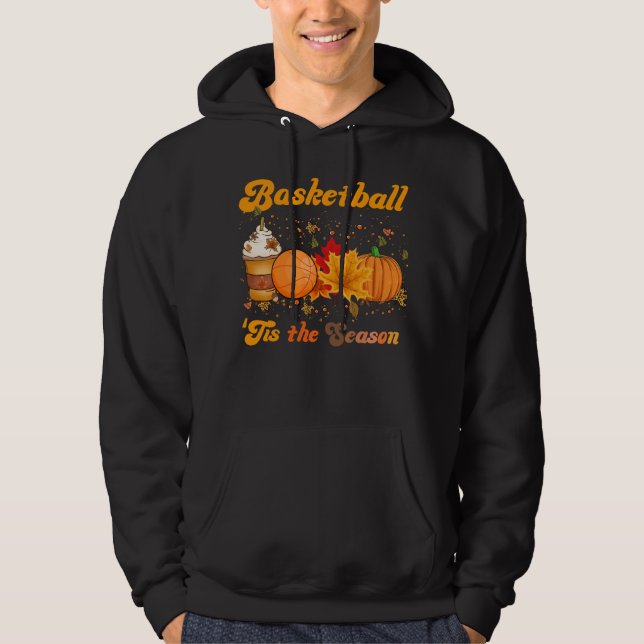 Detta är säsong Basketball Fall Coffee Pumpkin Hoodie (Framsida)
