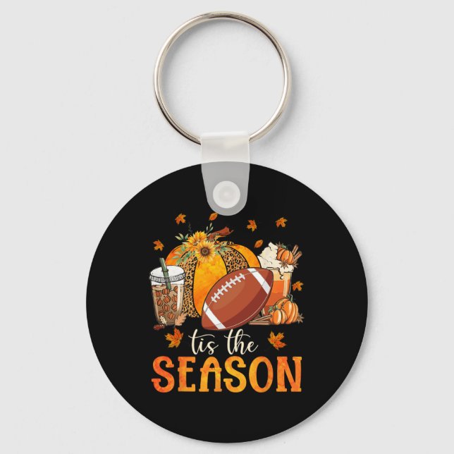Detta är säsong fotboll och pumpkin Season Fall VI Nyckelring (Framsida)