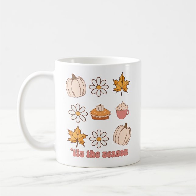 Detta är säsong Höst löv, Paj och pumpkin-grafik Kaffemugg (Vänster)