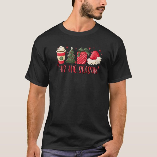 Detta är säsong Julgran Hett Coffee Julafton Sant T Shirt (Framsida)