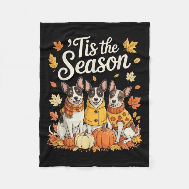 Detta är säsong Råtta Terrier avtar hösten Pumpkin Fleecefilt (Framsidan)