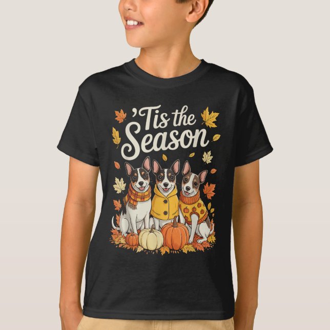 Detta är säsong Råtta Terrier avtar hösten Pumpkin T Shirt (Framsida)