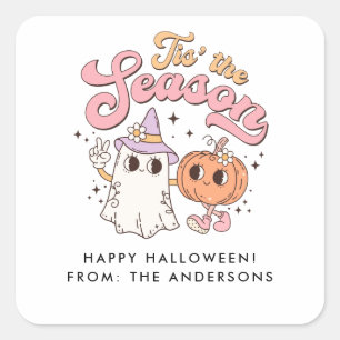 Detta är säsong Retro Groovy Halloween Fyrkantigt Klistermärke