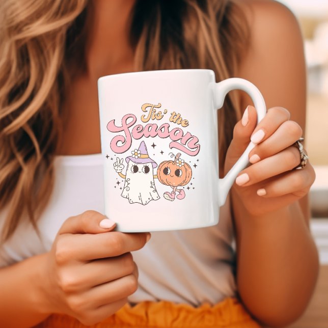 Detta är säsong Retro Groovy Halloween Kaffemugg (Skapare uppladdad)