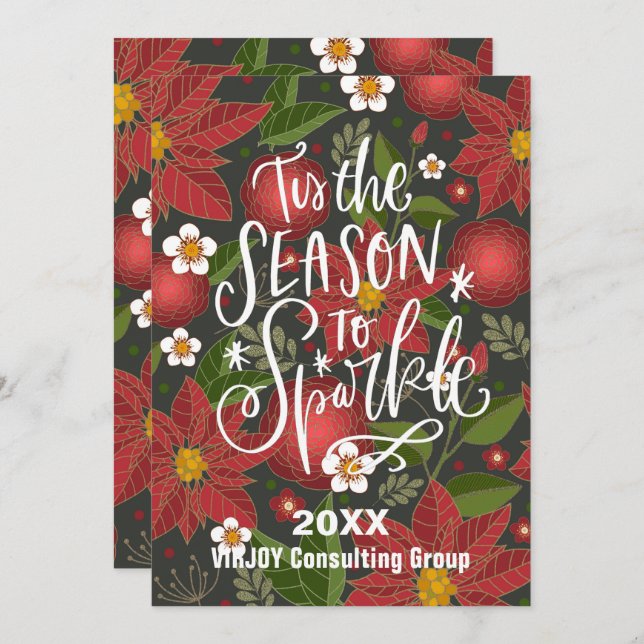 Detta är säsong till Gnistra Elegant Script Corpor Julkort (Fram/baksida)