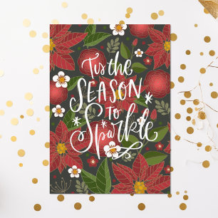 Detta är säsong till Gnistra Red Poinsettia Julkort