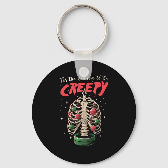 Detta är säsongen för Creepy Skeleton Träd Nyckelring (Framsida)