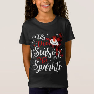 Detta är säsongen för Gnistra Julafton Snögubbe rö T Shirt
