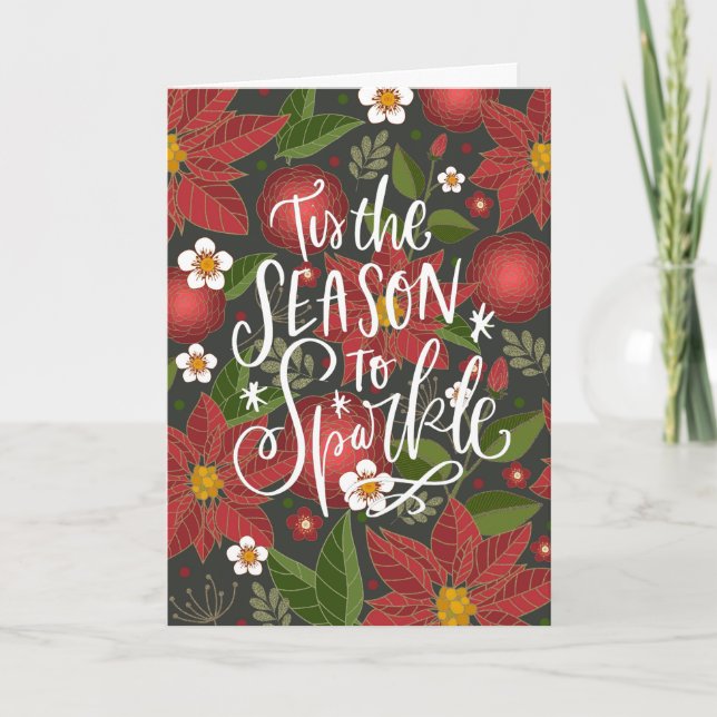 Detta är säsongen för Gnistra Red Poinsettia Busin Helgkort (Framsida)