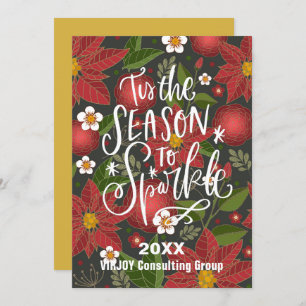 Detta är säsongen för Gnistra Red Poinsettia Busin Julkort