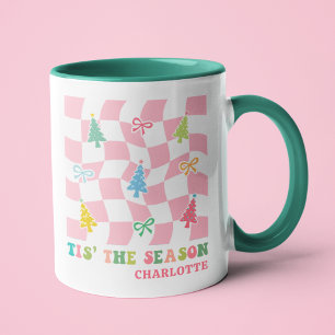 Detta är säsongen Groovy Rosa Coquette-jul Namn Mugg