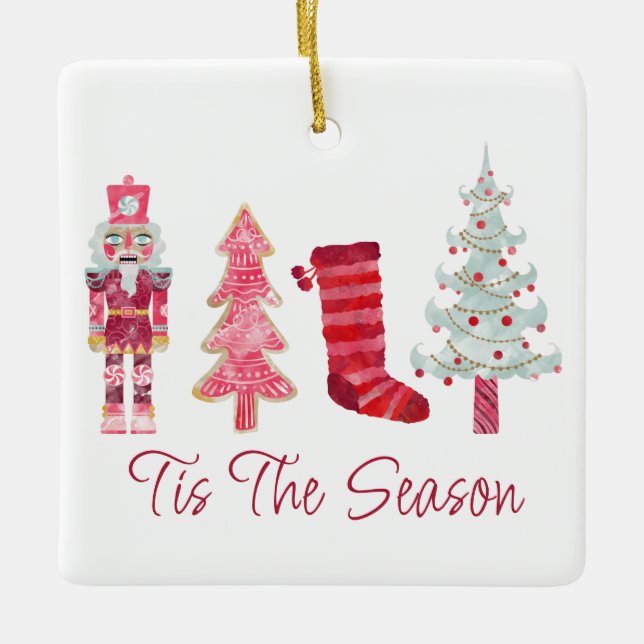 Detta är säsongsornament julgransprydnad keramik (Framsida)