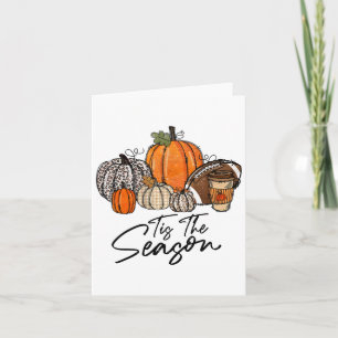 Detta är säsongspumpan Löv Latte Fall Thanksgivna Kort
