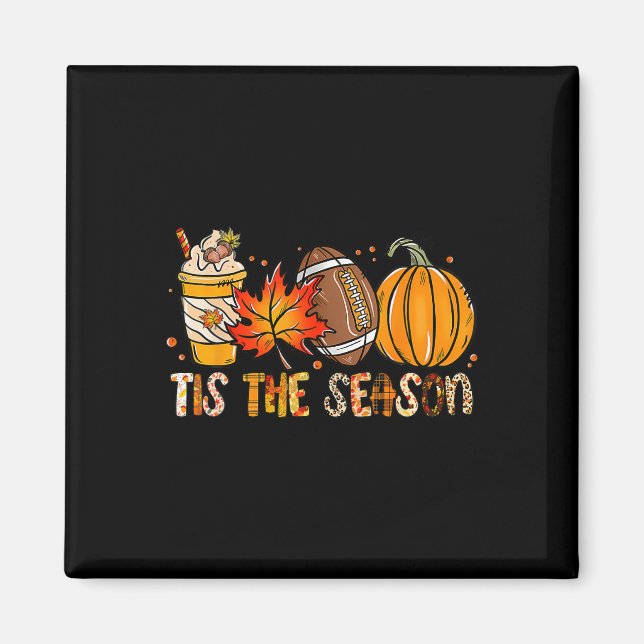Detta är säsongspumpan Löv Latte Fall Thanksgivna  Magnet (Framsidan)