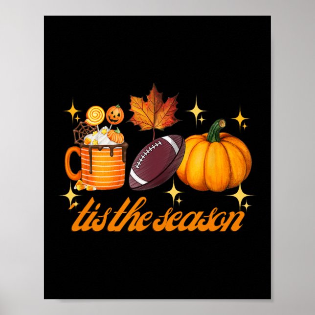 Detta är säsongspumpan Löv Latte Fall Thanksgivna  Poster (Framsidan)