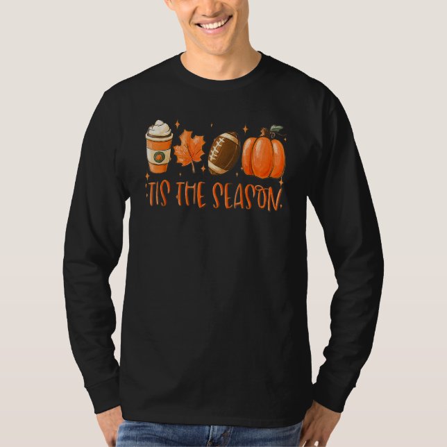 Detta är säsongspumpan Löv Latte Fall Thanksgivna  T Shirt (Framsida)