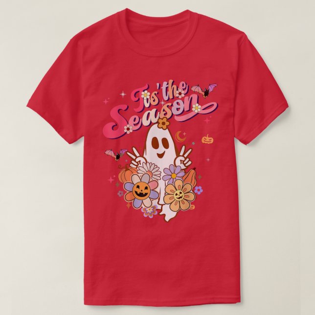 Detta är säsongspumpkin Boo 60-talets Hippie Hallo T Shirt (Design framsida)