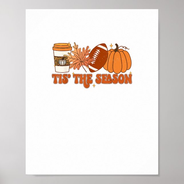 Detta är säsonspumpan Löv Thanksgiving Football Poster (Framsidan)