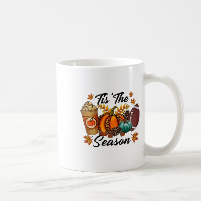 Detta är säsonspumpkin Spice Footbyll Höst löv Kaffemugg (Höger)
