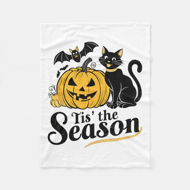 Detta är sätet Halloween Fladdermus Pumpkin Fall F Fleecefilt (Framsidan)