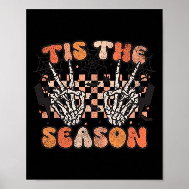 Detta är sätet Halloween Skeleton Costume Retro Gr Poster (Framsidan)