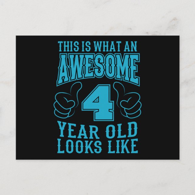 DETTA ÄR VAD EN SUPER 4 ÅR GAMMAL 4-årsdag Vykort (Framsida)