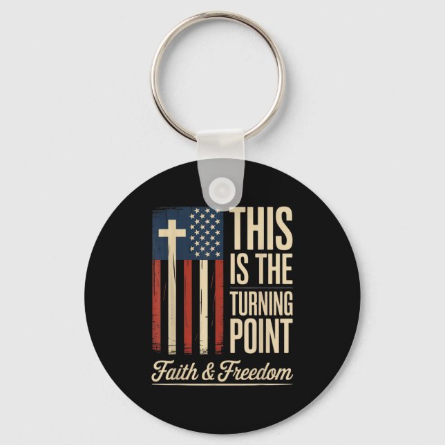 Detta Är Vändpunkten Patriotisk Tro Usa  Nyckelring (Framsida)