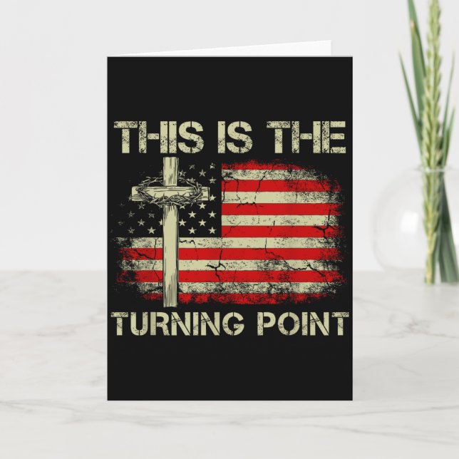 Detta Är Vändpunkten Tro Kors Us Flagga Patr Kort (Framsida)