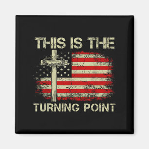 Detta Är Vändpunkten Tro Kors Us Flagga Patr Magnet