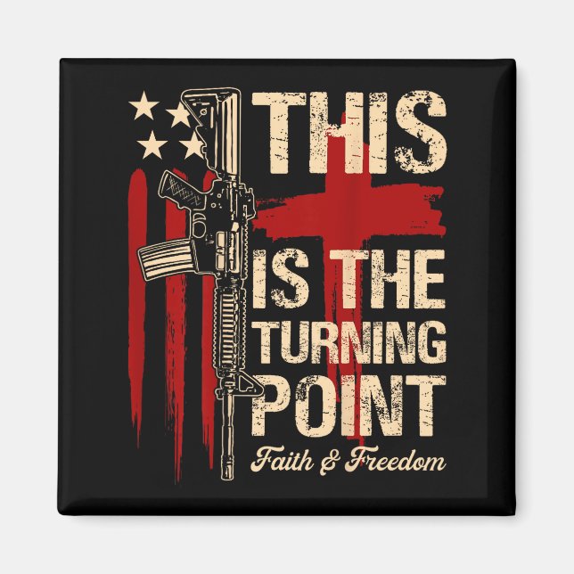 Detta Är Vändpunkten Tro Kors Us Flagga Patr Magnet (Framsidan)