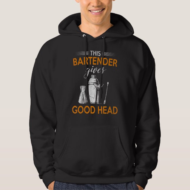 Detta Bartender Ge Bra Head Pub Service Joke Hoodie (Framsida)