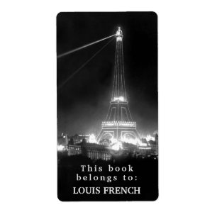 Detta Bok-Tillhör till Eiffel Torn Paris bokskylt Fraktsedel
