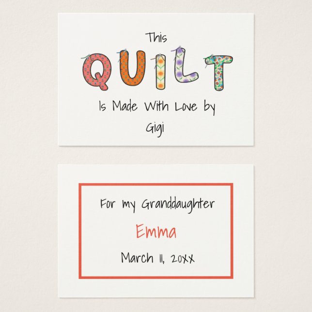 Detta citat som gjorts av presenthöljet visitkort (Framsida & baksida)