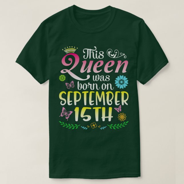 Detta föddes den 15 september Grattis på födelseda T Shirt (Design framsida)