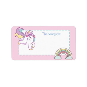 Detta hör hemma till etiketten - gullig unicorn 2 adressetikett