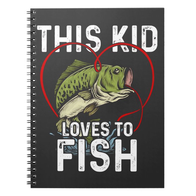 Detta Kid Kärlek till Fish Fishing Children Fisher Anteckningsbok (Framsidan)