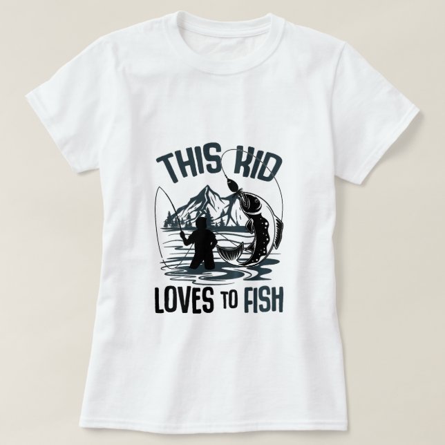 Detta Kid Kärlek till fiskets fiskebåtar T Shirt (Design framsida)