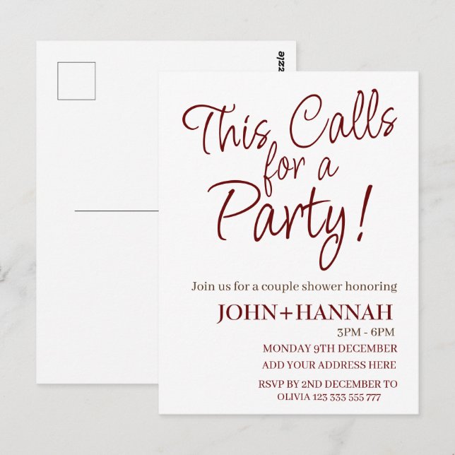 Detta kräver en Party-sluss med två sidor Vykort (Fram/baksida)