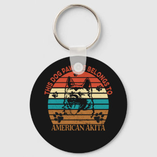 Detta Pawdre-Tillhör till Amerika Akita Hund Funny Nyckelring