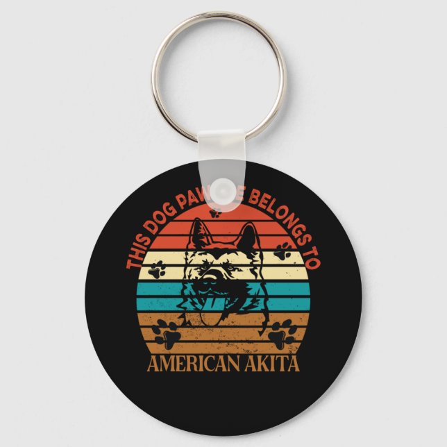 Detta Pawdre-Tillhör till Amerika Akita Hund Funny Nyckelring (Framsida)