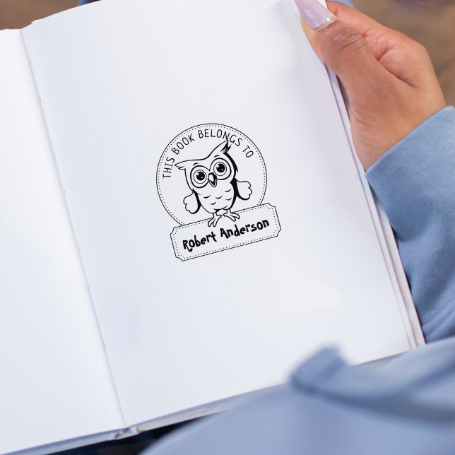 Detta Tillhör i Bok till, Cute Uggla, Child Bok Stämpel (Skapare uppladdad)