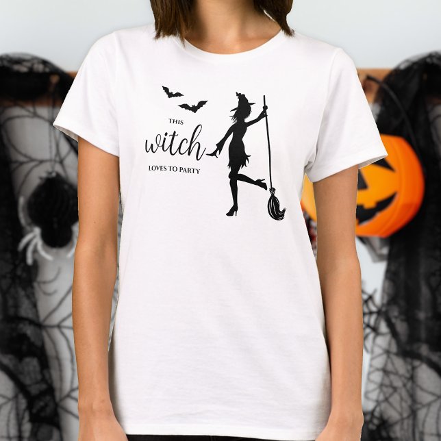Detta Witch Kärlek till Party Silhouette Halloween T Shirt (Skapare uppladdad)