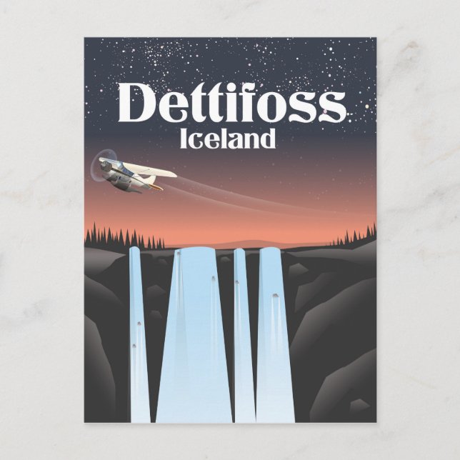 Dettifoss Island reseraffisch. Vykort (Framsida)