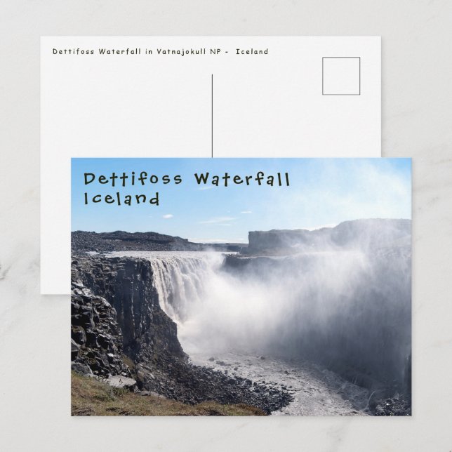 Dettifoss vattenfall i Vatnajokull NP - Island Vykort (Fram/baksida)