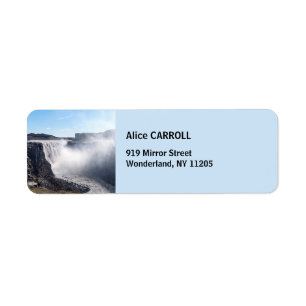 Dettifoss Waterfall i Vatnajokull NP - Island Returadress Etikett
