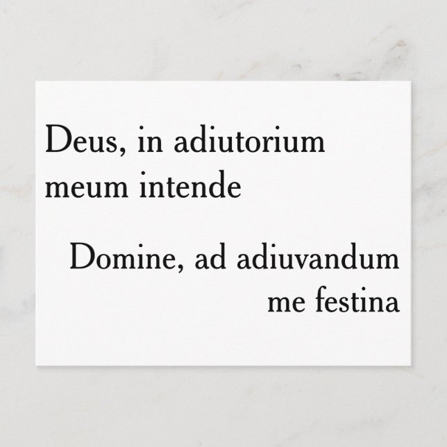 Deus, i adiutorium meum intende - vykort (Framsida)